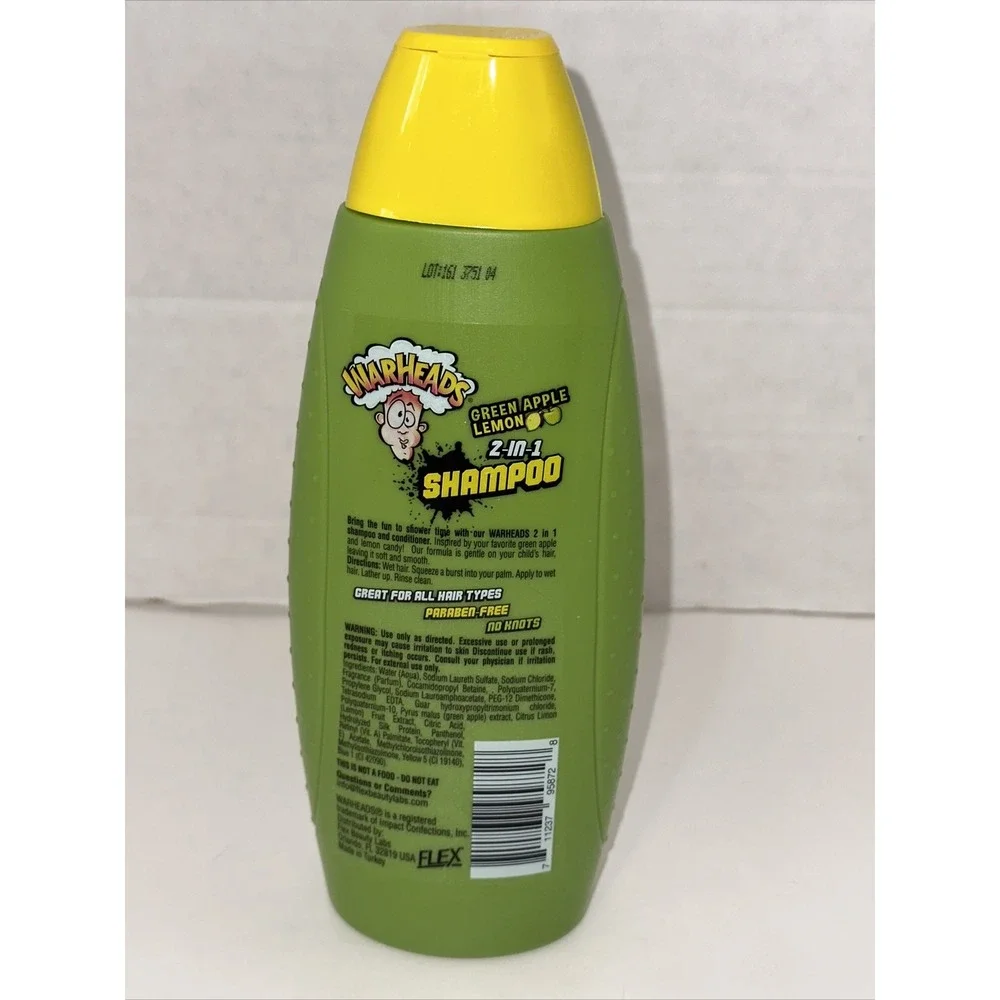Warheads Green Apple Lemon 2-in-1 Shampoo and Conditioner 14oz Paraben Free